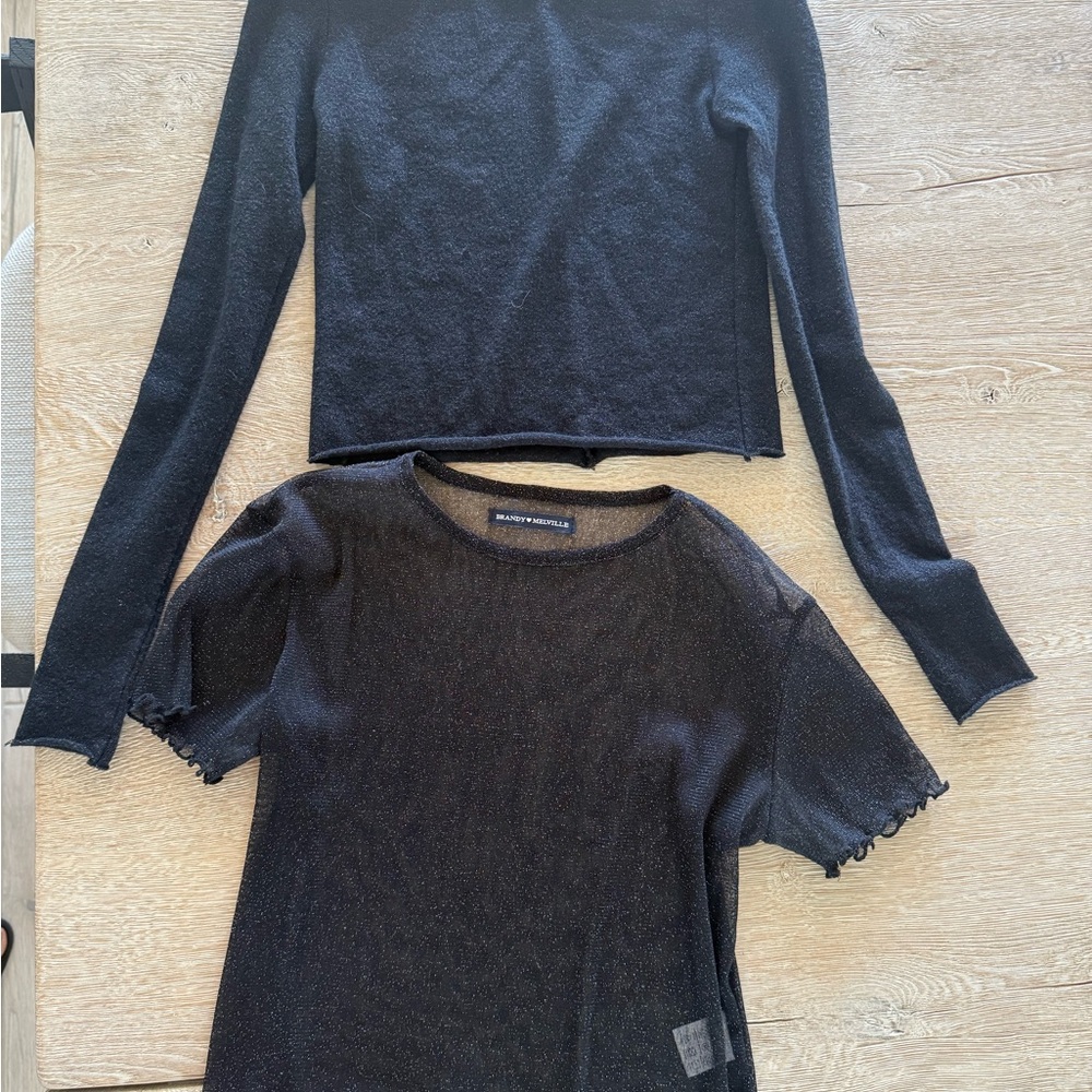 Brandy Melville glitter sparkle black Long Sleeve and Short Sleeve Tops bundle